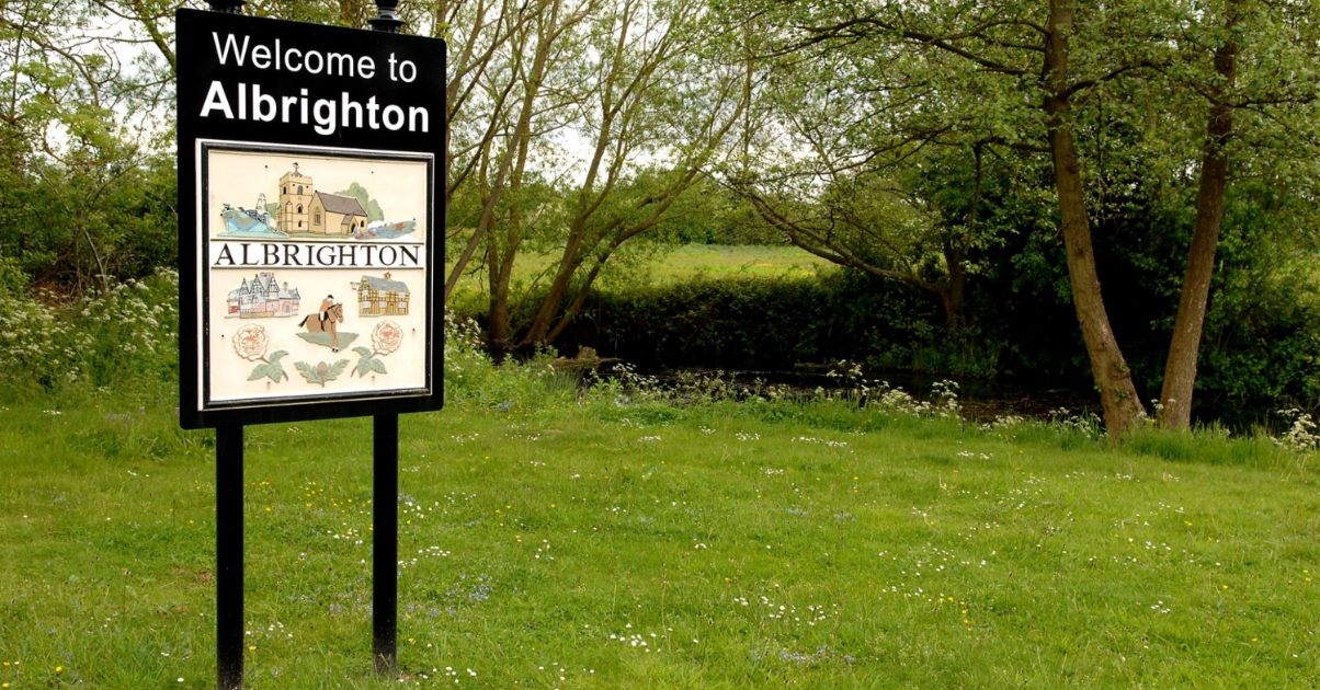 welcome to albrighton sign